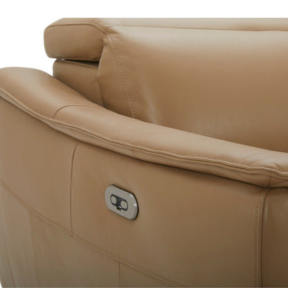 Inala 2 Seater Genuine Leather Sofa Lounge Electric Powered Recliner RHF Chaise Latte - Cosy Abode