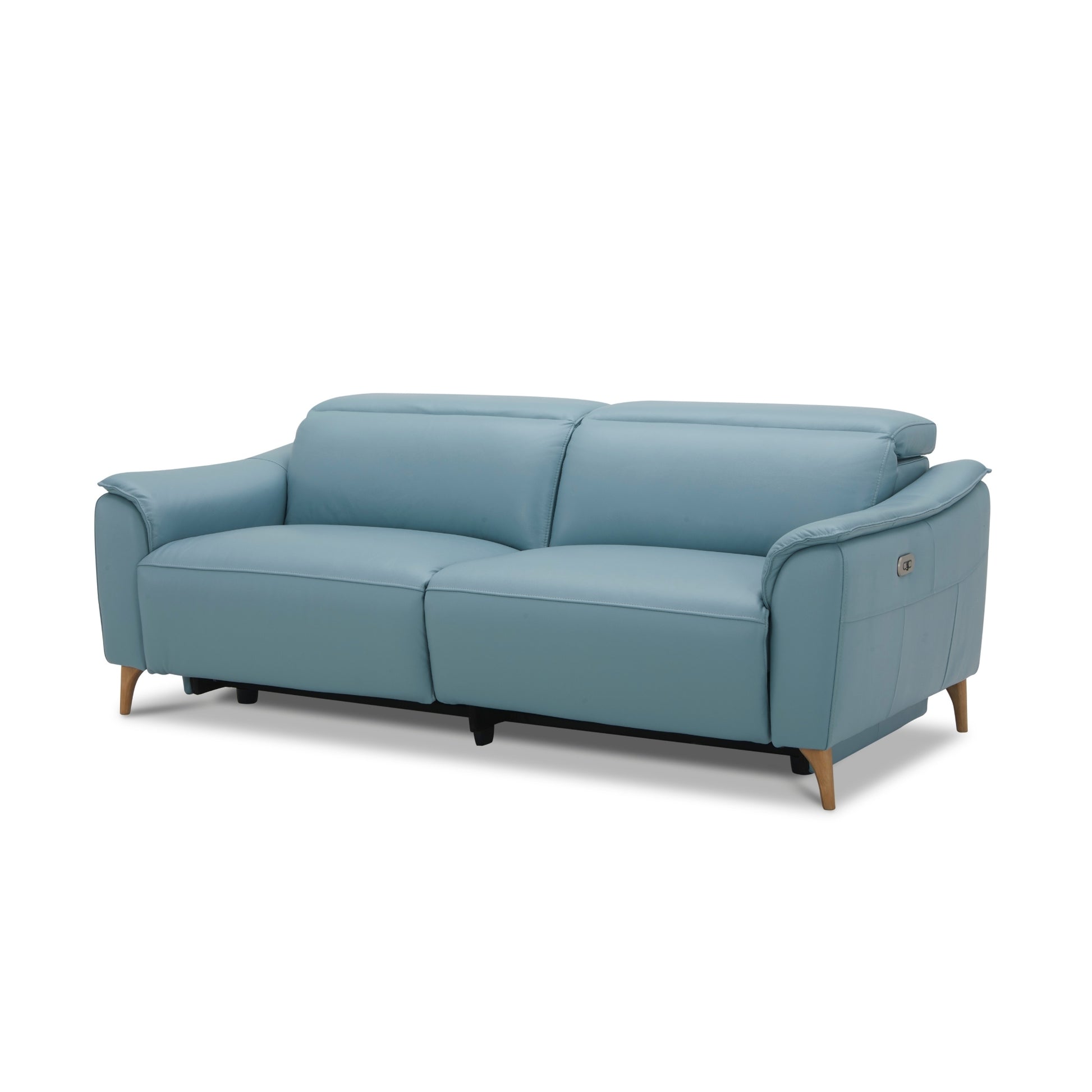 Inala 2.5 Seater Genuine Leather Sofa Lounge Electric Powered Recliner Blue - Cosy Abode