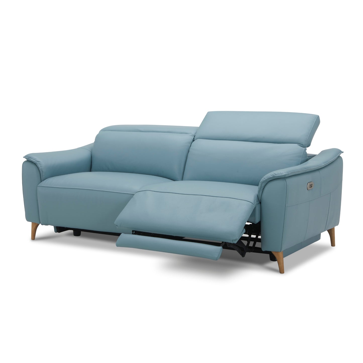 Inala 2.5 Seater Genuine Leather Sofa Lounge Electric Powered Recliner Blue - Cosy Abode