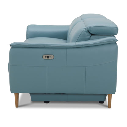 Inala 2.5 Seater Genuine Leather Sofa Lounge Electric Powered Recliner Blue - Cosy Abode