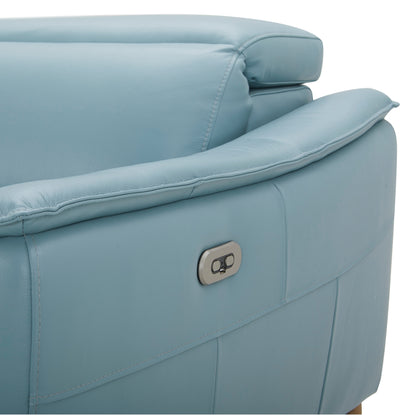 Inala 2.5 Seater Genuine Leather Sofa Lounge Electric Powered Recliner Blue - Cosy Abode