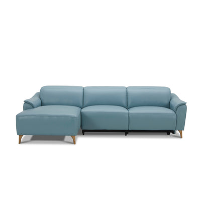 Inala 2 Seater Genuine Leather Sofa Lounge Electric Powered Recliner LHF Chaise Blue - Cosy Abode