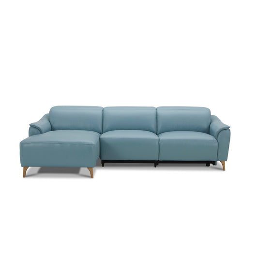Inala 2 Seater Genuine Leather Sofa Lounge Electric Powered Recliner LHF Chaise Blue - Cosy Abode