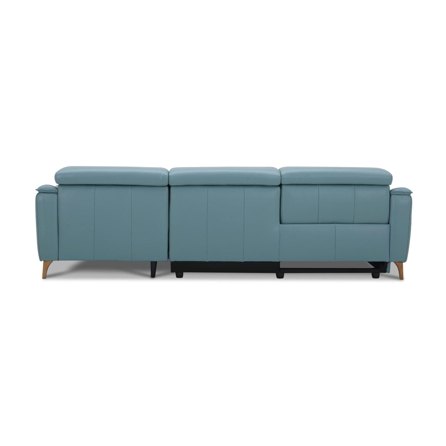 Inala 2 Seater Genuine Leather Sofa Lounge Electric Powered Recliner LHF Chaise Blue - Cosy Abode