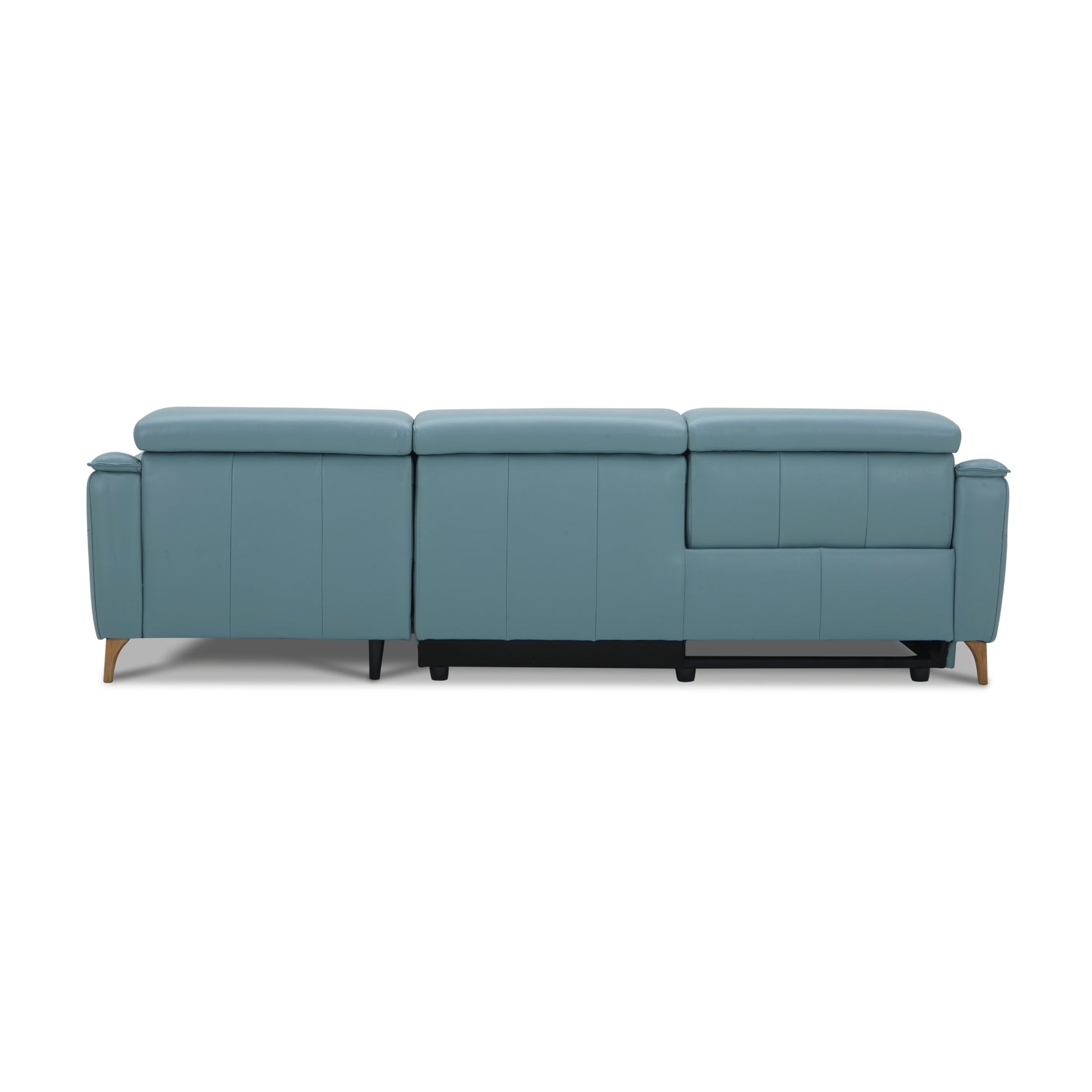 Inala 2 Seater Genuine Leather Sofa Lounge Electric Powered Recliner LHF Chaise Blue - Cosy Abode