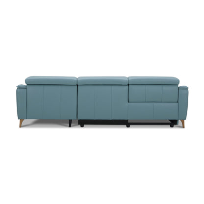 Inala 2 Seater Genuine Leather Sofa Lounge Electric Powered Recliner LHF Chaise Blue - Cosy Abode