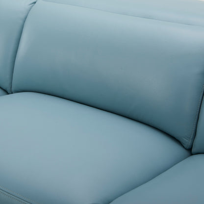 Inala 2 Seater Genuine Leather Sofa Lounge Electric Powered Recliner LHF Chaise Blue - Cosy Abode