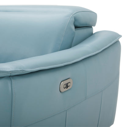Inala 2 Seater Genuine Leather Sofa Lounge Electric Powered Recliner LHF Chaise Blue - Cosy Abode