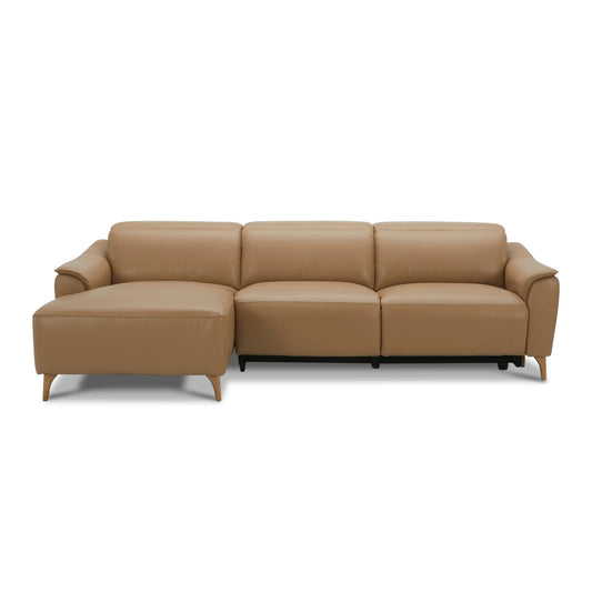 Inala 2 Seater Genuine Leather Sofa Lounge Electric Powered Recliner LHF Chaise Latte - Cosy Abode