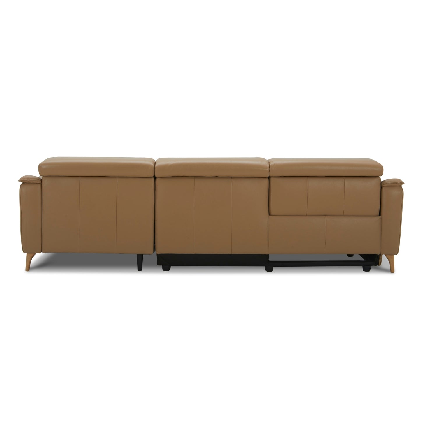 Inala 2 Seater Genuine Leather Sofa Lounge Electric Powered Recliner LHF Chaise Latte - Cosy Abode