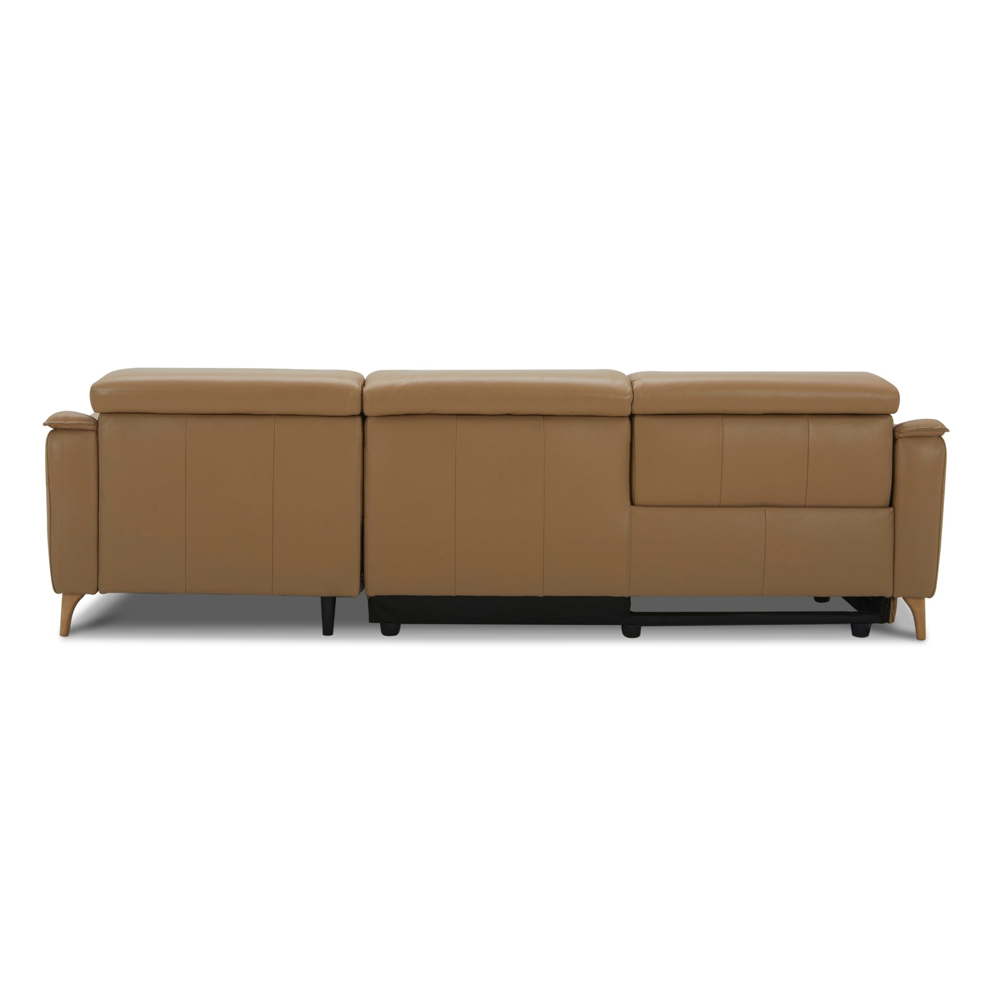 Inala 2 Seater Genuine Leather Sofa Lounge Electric Powered Recliner LHF Chaise Latte - Cosy Abode