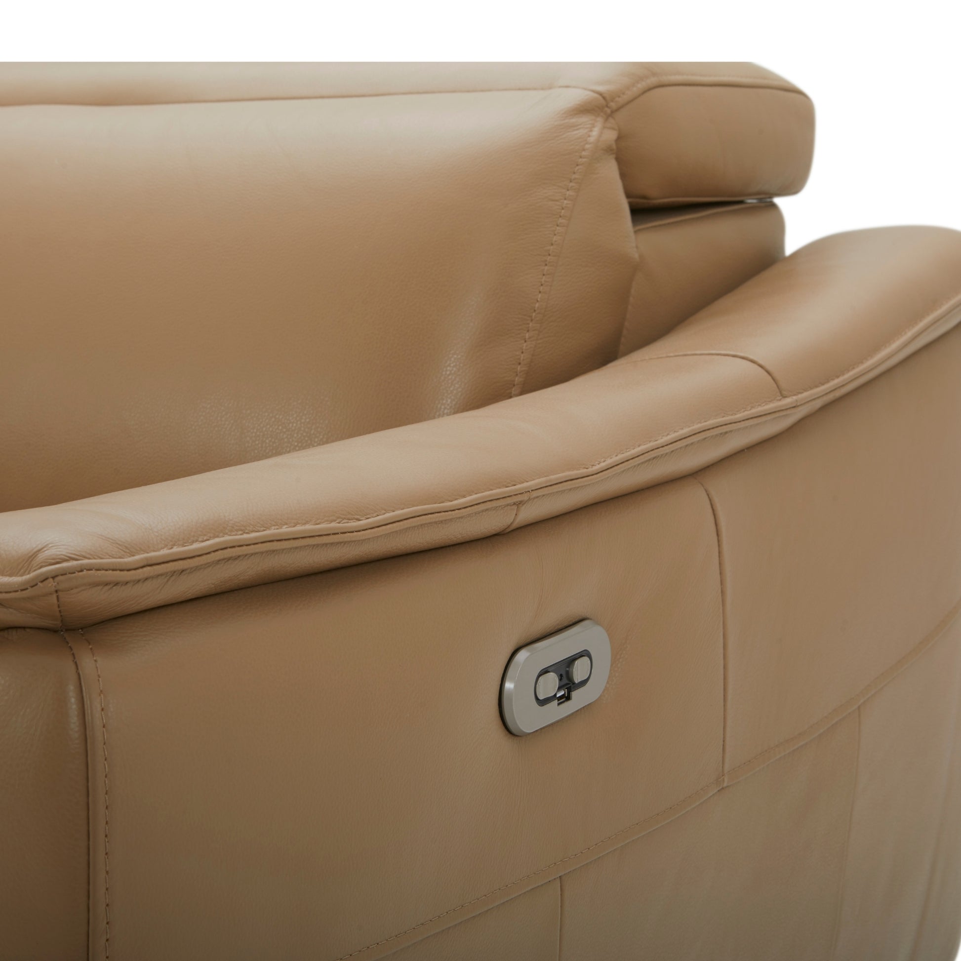 Inala 2 Seater Genuine Leather Sofa Lounge Electric Powered Recliner LHF Chaise Latte - Cosy Abode