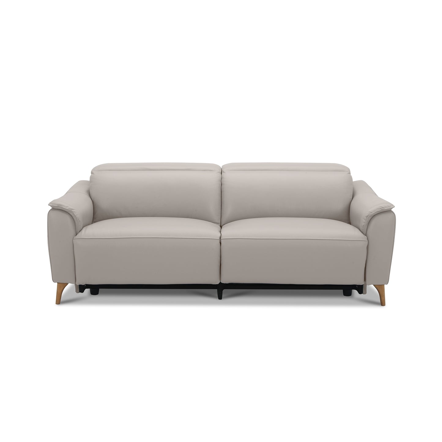 Inala 2.5 Seater Genuine Leather Sofa Lounge Electric Powered Recliner Light Grey - Cosy Abode