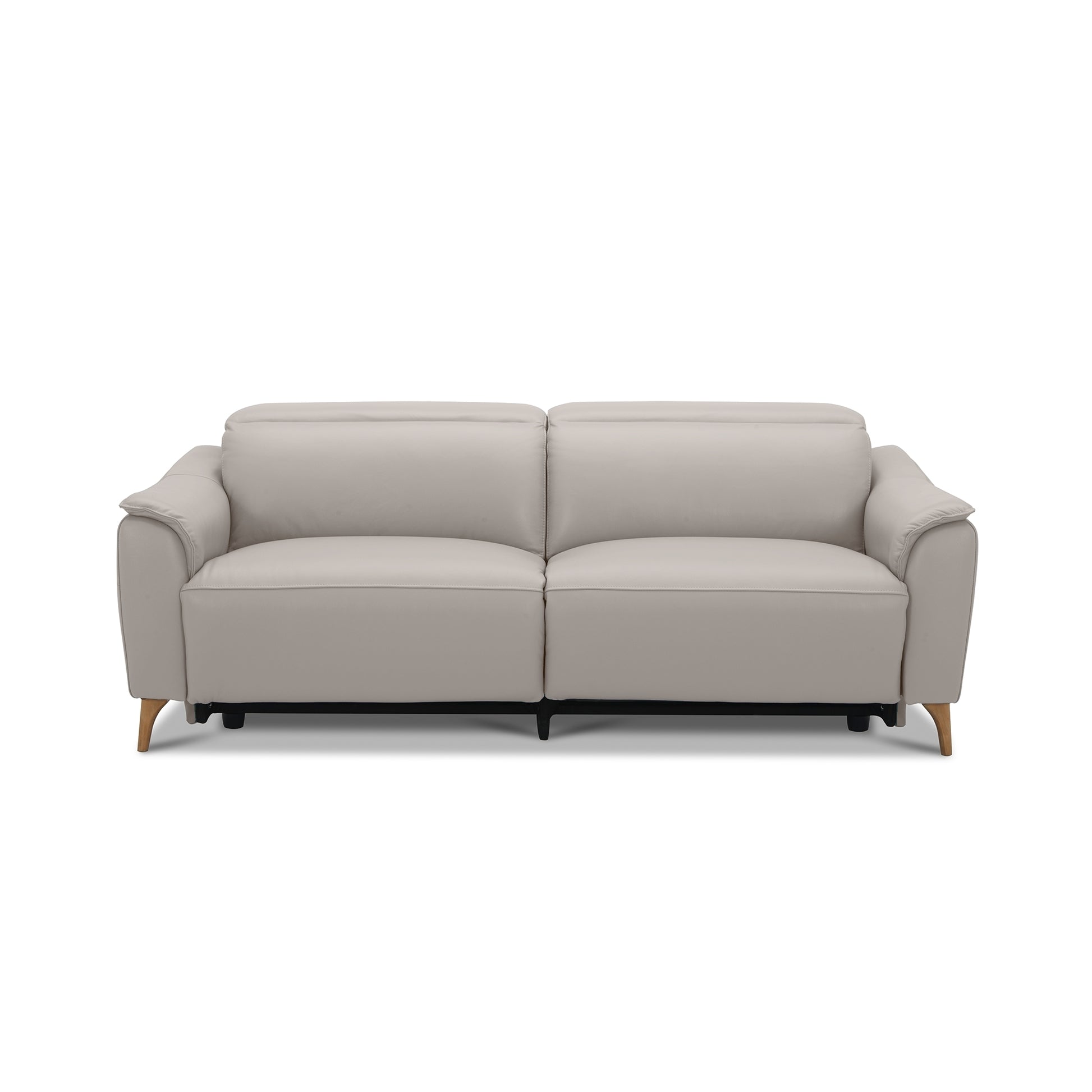 Inala 2.5 Seater Genuine Leather Sofa Lounge Electric Powered Recliner Light Grey - Cosy Abode