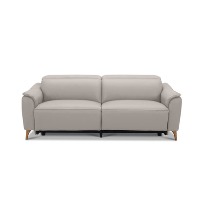 Inala 2.5 Seater Genuine Leather Sofa Lounge Electric Powered Recliner Light Grey - Cosy Abode
