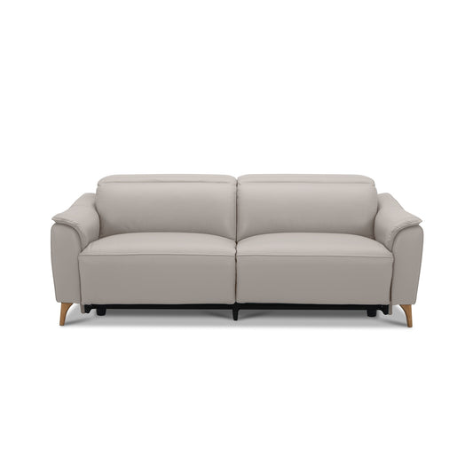 Inala 2.5 Seater Genuine Leather Sofa Lounge Electric Powered Recliner Light Grey - Cosy Abode