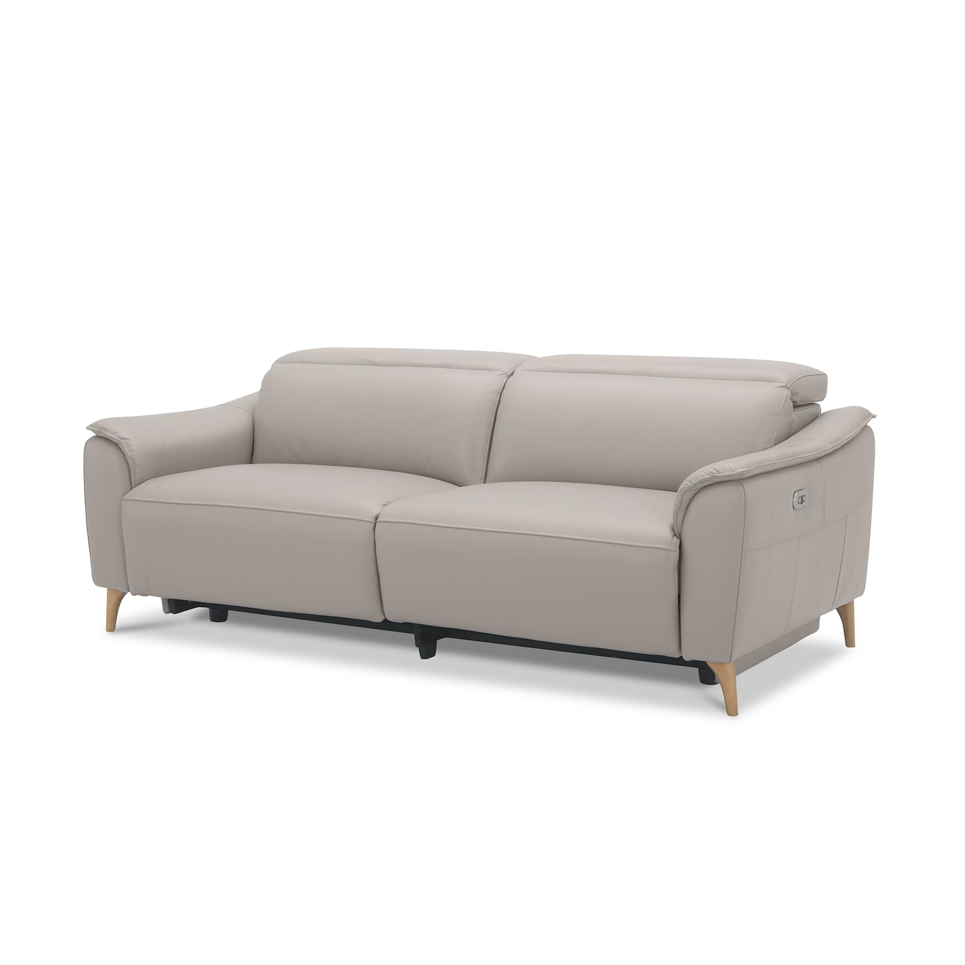 Inala 2.5 Seater Genuine Leather Sofa Lounge Electric Powered Recliner Light Grey - Cosy Abode