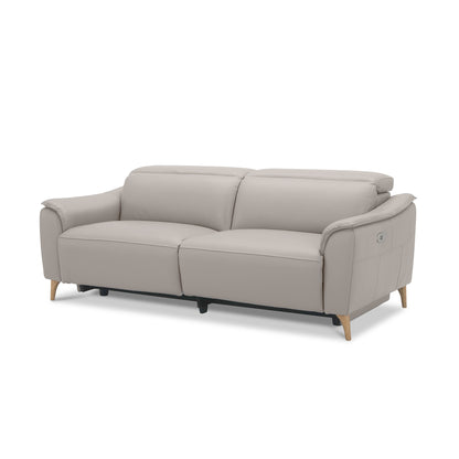 Inala 2.5 Seater Genuine Leather Sofa Lounge Electric Powered Recliner Light Grey - Cosy Abode