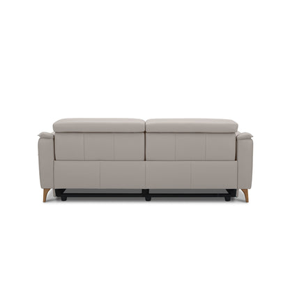 Inala 2.5 Seater Genuine Leather Sofa Lounge Electric Powered Recliner Light Grey - Cosy Abode