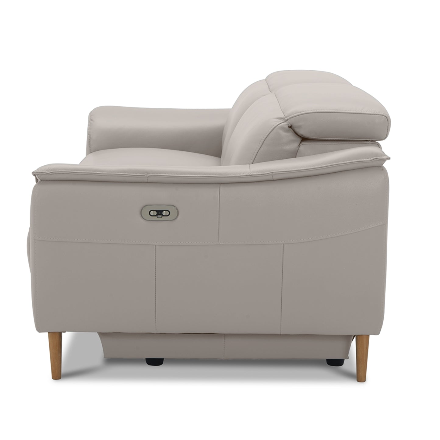 Inala 2.5 Seater Genuine Leather Sofa Lounge Electric Powered Recliner Light Grey - Cosy Abode