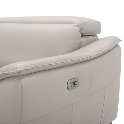 Inala 2.5 Seater Genuine Leather Sofa Lounge Electric Powered Recliner Light Grey - Cosy Abode