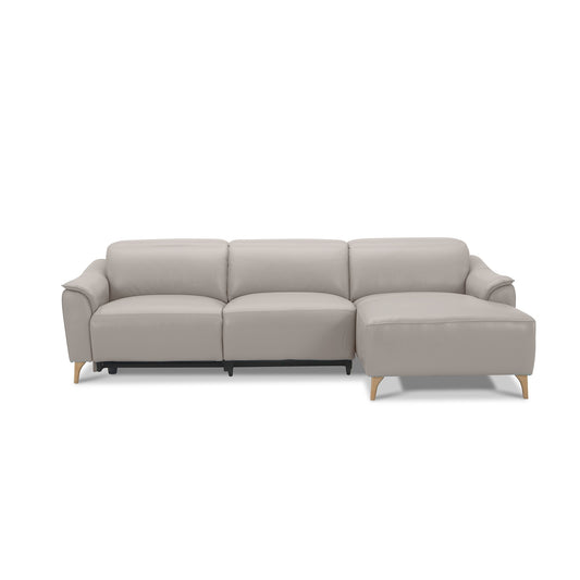 Inala 2 Seater Genuine Leather Sofa Lounge Electric Powered Recliner RHF Chaise Light Grey - Cosy Abode