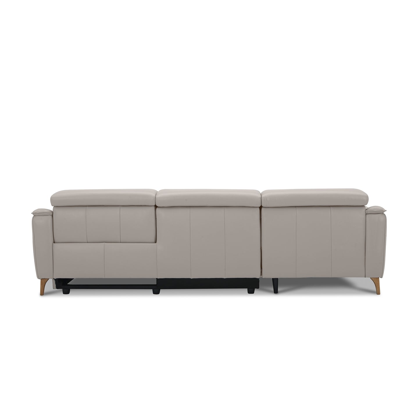 Inala 2 Seater Genuine Leather Sofa Lounge Electric Powered Recliner RHF Chaise Light Grey - Cosy Abode