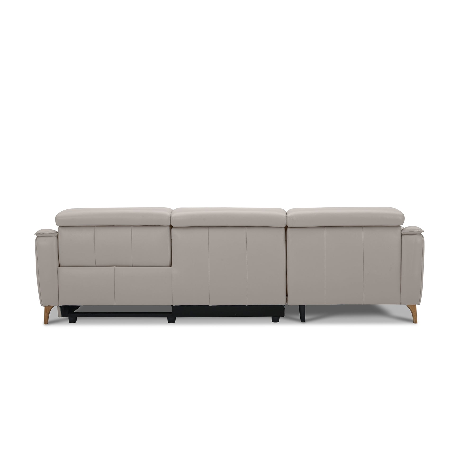 Inala 2 Seater Genuine Leather Sofa Lounge Electric Powered Recliner RHF Chaise Light Grey - Cosy Abode