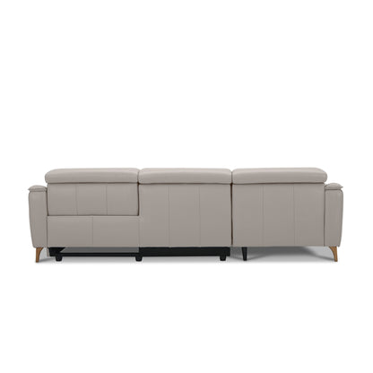 Inala 2 Seater Genuine Leather Sofa Lounge Electric Powered Recliner RHF Chaise Light Grey - Cosy Abode