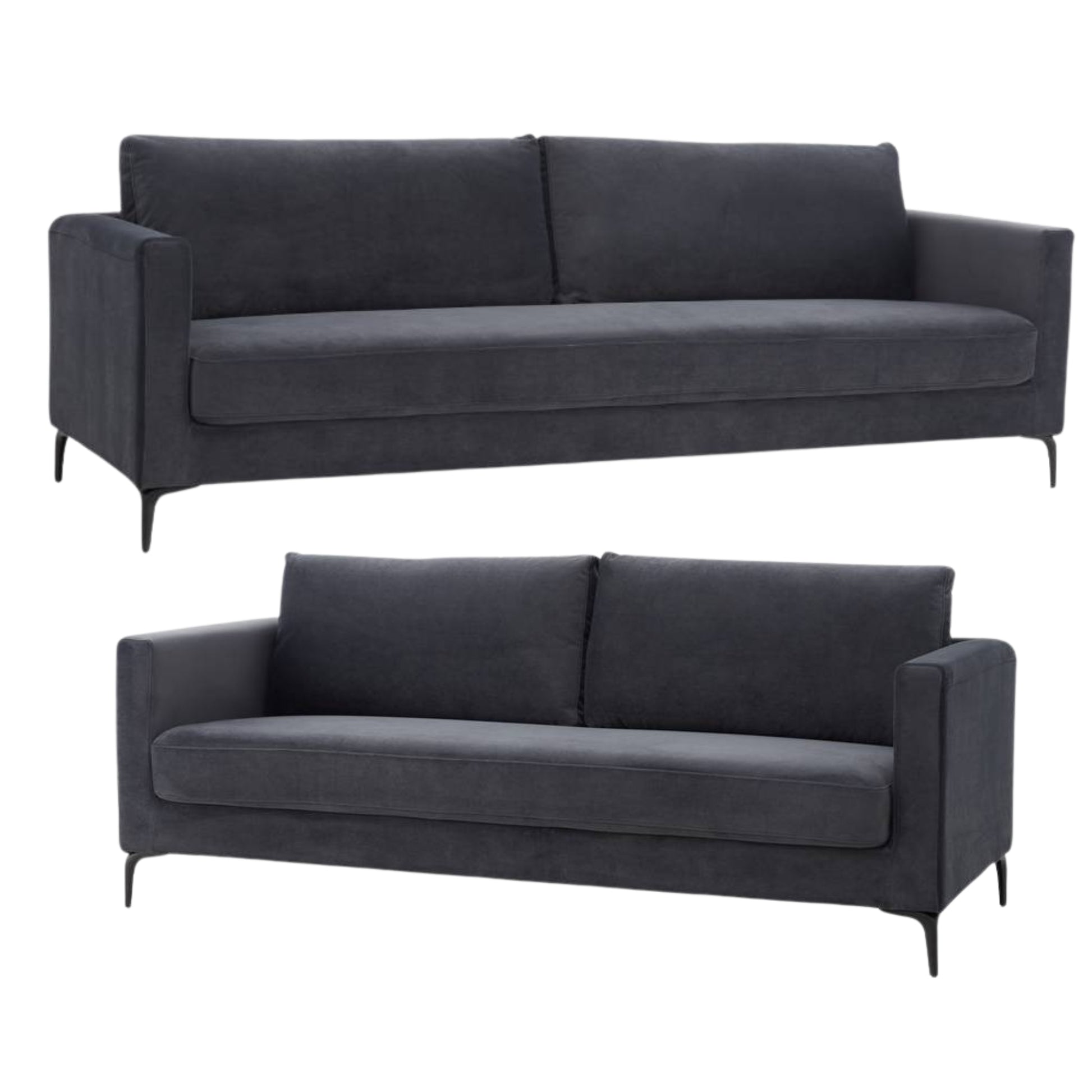 McKinley  3 + 4 Seater Sofa Set Fabric Uplholstered Lounge Couch Charcoal - Cosy Abode