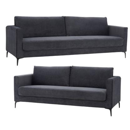 McKinley  3 + 4 Seater Sofa Set Fabric Uplholstered Lounge Couch Charcoal - Cosy Abode