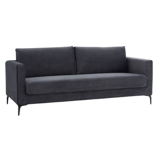 McKinley  3 Seater Sofa Fabric Uplholstered Lounge Couch Charcoal - Cosy Abode
