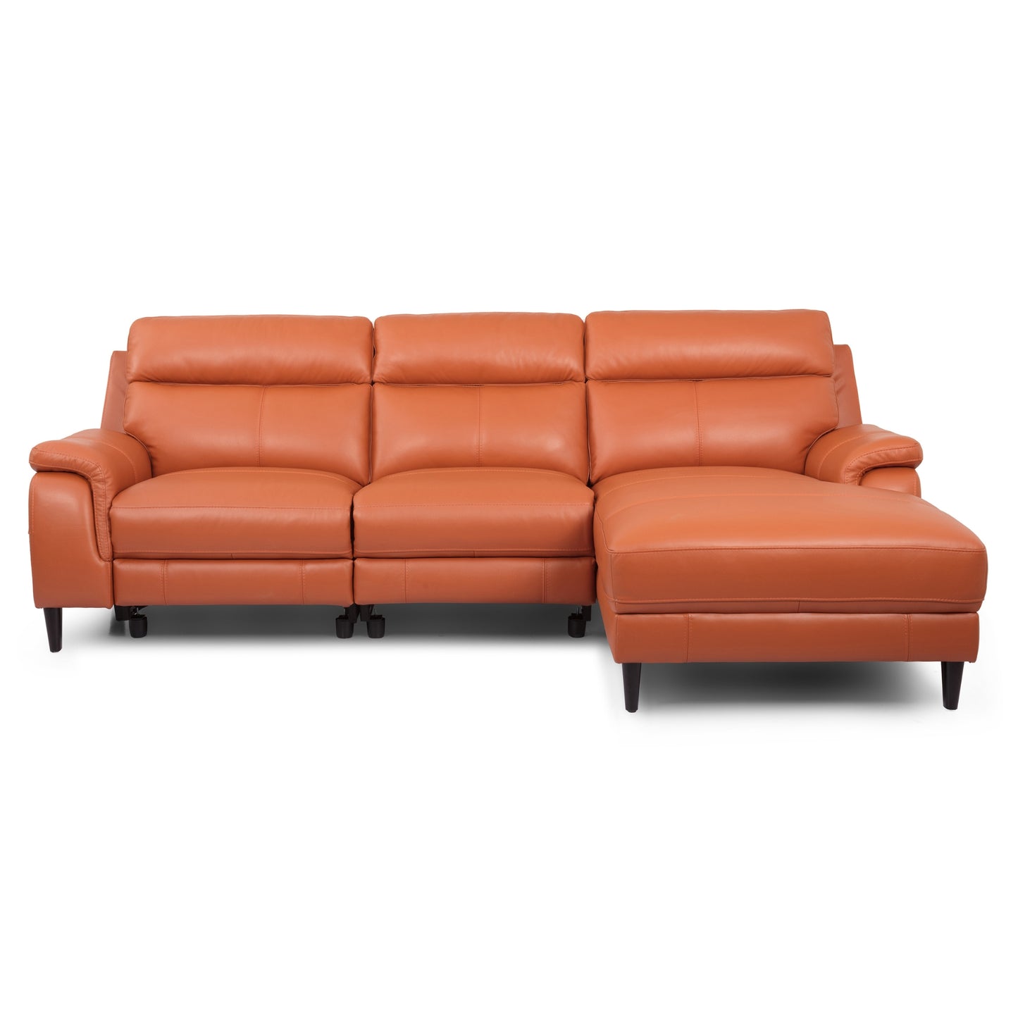 Ella  3 Seater Genuine Leather Sofa Lounge Electric Powered Recliner RHF Chaise Tan - Cosy Abode