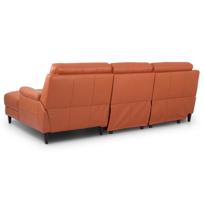Ella  3 Seater Genuine Leather Sofa Lounge Electric Powered Recliner RHF Chaise Tan - Cosy Abode