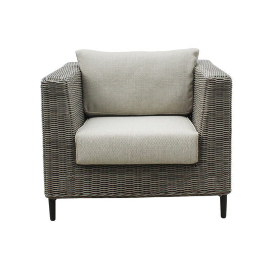 Lara 1 Seater Outdoor Sofa Armchair Rattan Wicker Lounge Light Grey - Cosy Abode