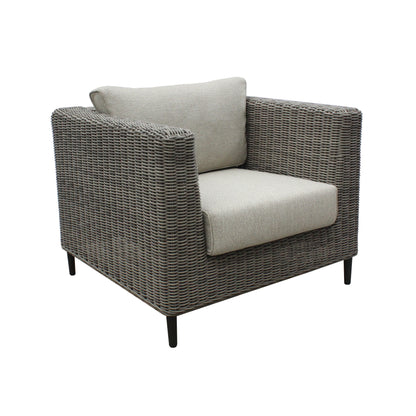 Lara 1 Seater Outdoor Sofa Armchair Rattan Wicker Lounge Light Grey - Cosy Abode
