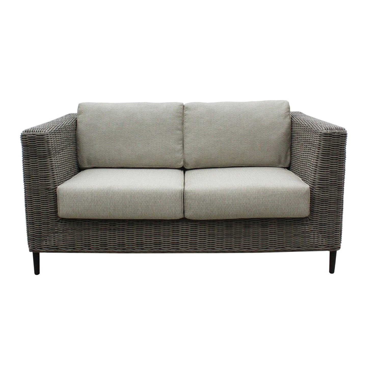 Lara 2 Seater Outdoor Sofa Rattan Wicker Lounge Light Grey - Cosy Abode