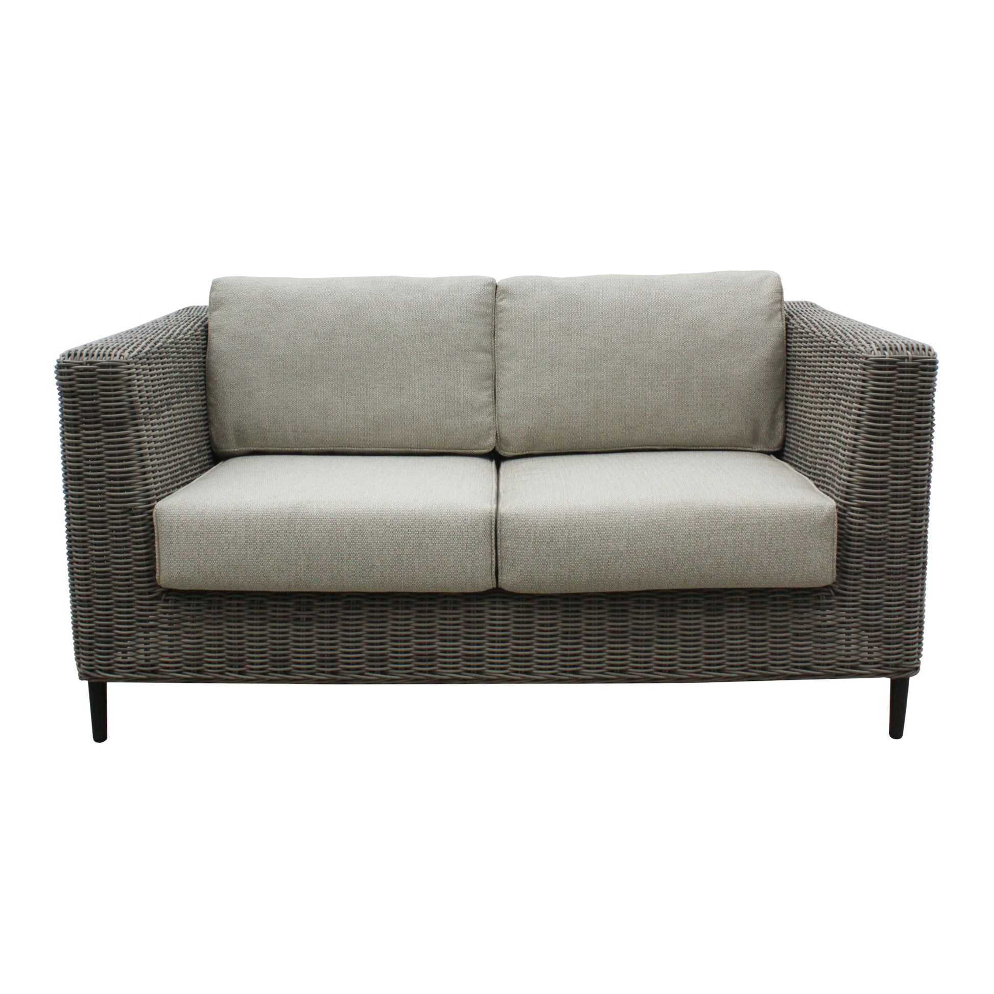 Lara 2 Seater Outdoor Sofa Rattan Wicker Lounge Light Grey - Cosy Abode