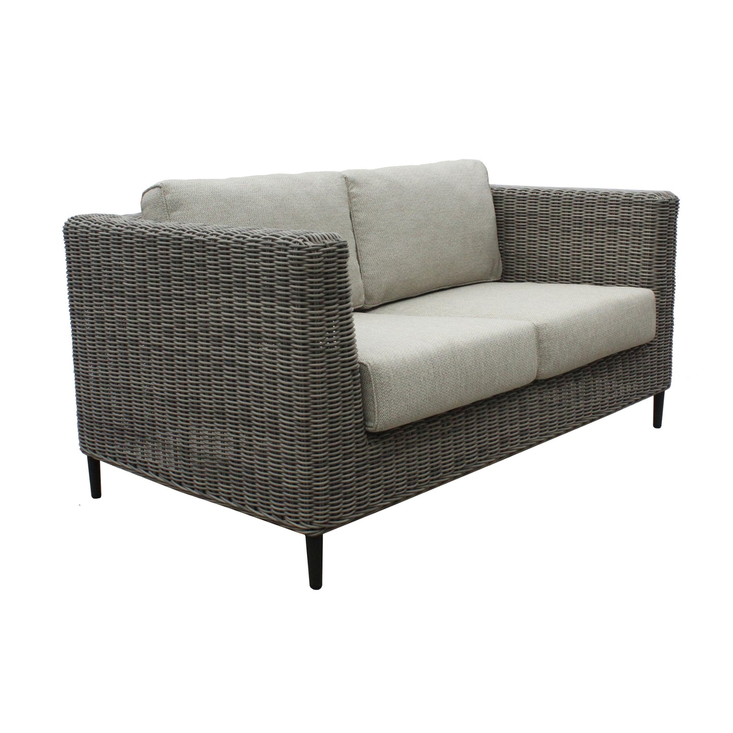 Lara 2 Seater Outdoor Sofa Rattan Wicker Lounge Light Grey - Cosy Abode