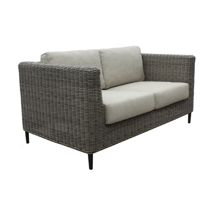 Lara 2 Seater Outdoor Sofa Rattan Wicker Lounge Light Grey - Cosy Abode