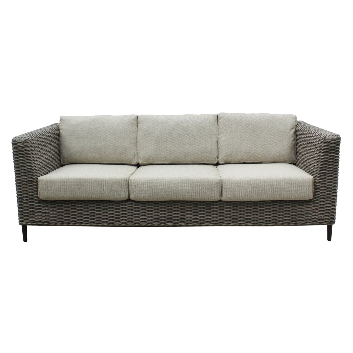 Lara 3 Seater Outdoor Sofa Rattan Wicker Lounge Light Grey - Cosy Abode