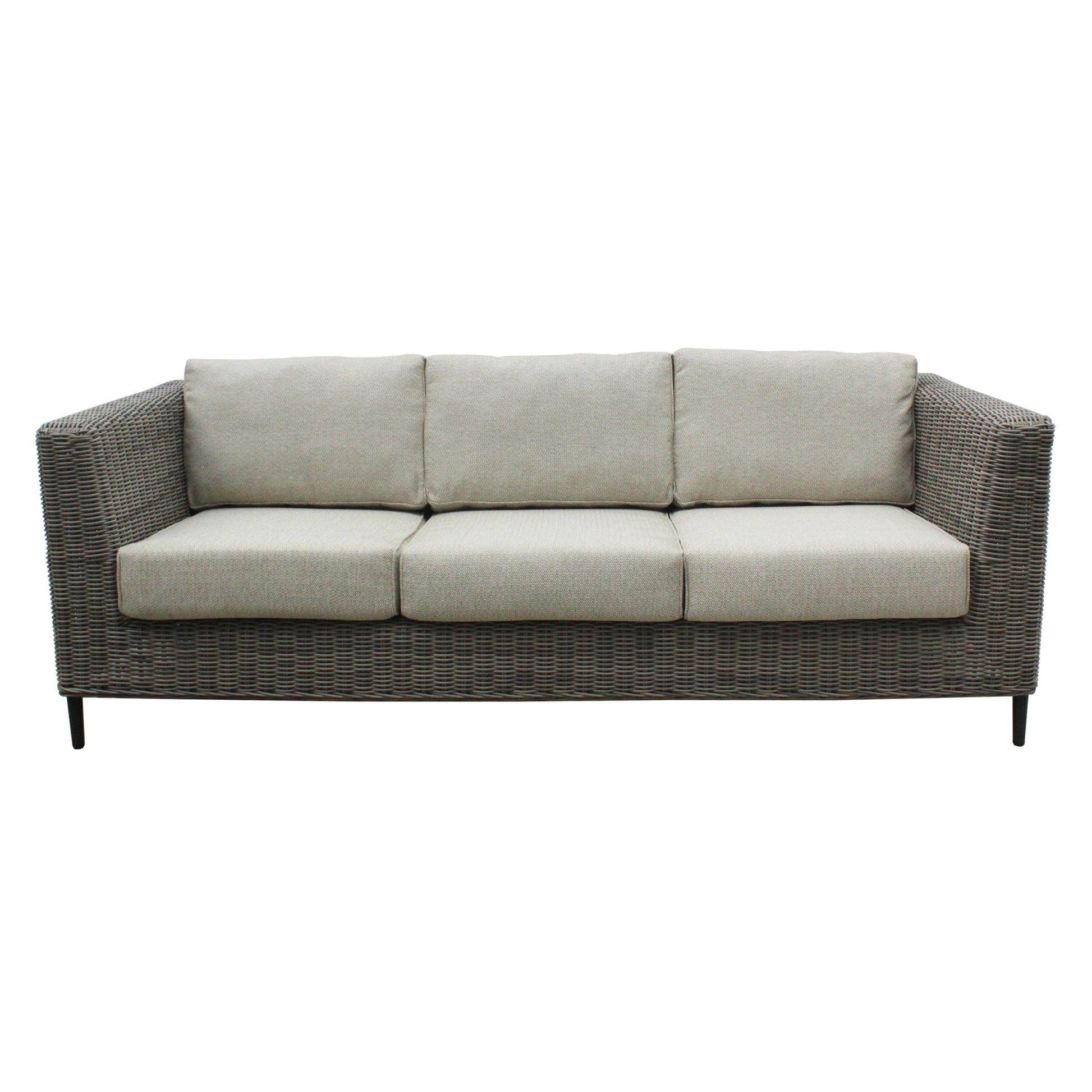 Lara 3 Seater Outdoor Sofa Rattan Wicker Lounge Light Grey - Cosy Abode