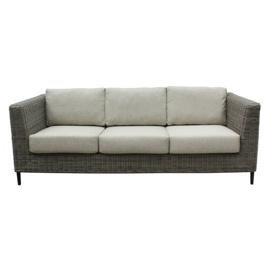 Lara 3 Seater Outdoor Sofa Rattan Wicker Lounge Light Grey - Cosy Abode