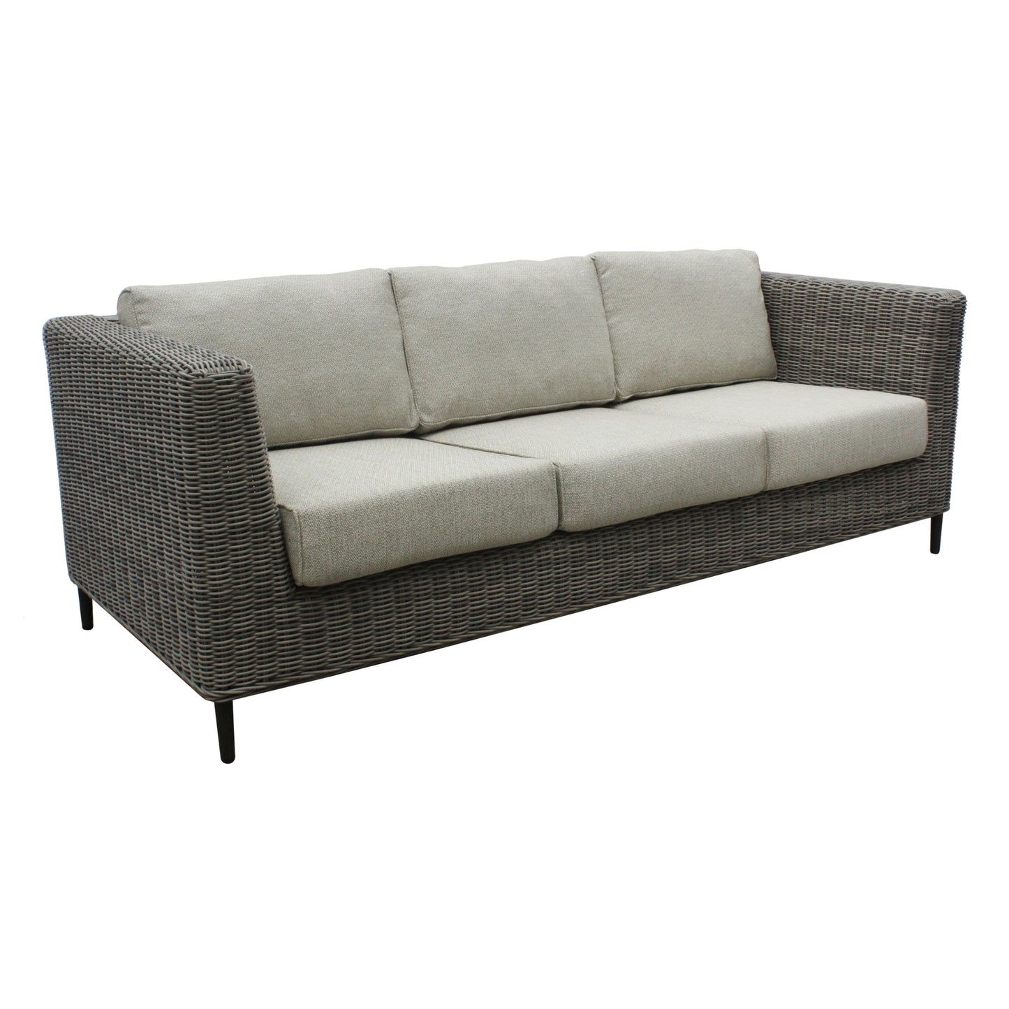 Lara 3 Seater Outdoor Sofa Rattan Wicker Lounge Light Grey - Cosy Abode