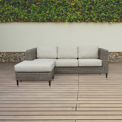 Lara 3 Seater Outdoor Sofa Rattan Reversible Chaise Lounge Light Grey - Cosy Abode