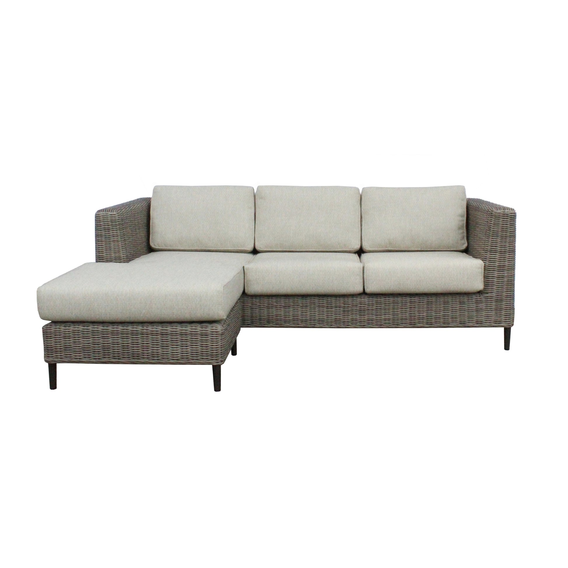 Lara 3 Seater Outdoor Sofa Rattan Reversible Chaise Lounge Light Grey - Cosy Abode