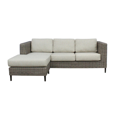Lara 3 Seater Outdoor Sofa Rattan Reversible Chaise Lounge Light Grey - Cosy Abode