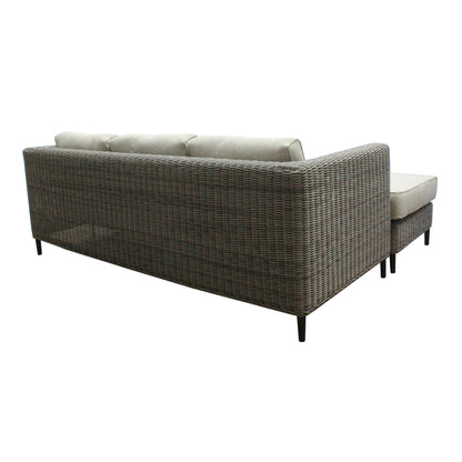 Lara 3 Seater Outdoor Sofa Rattan Reversible Chaise Lounge Light Grey - Cosy Abode