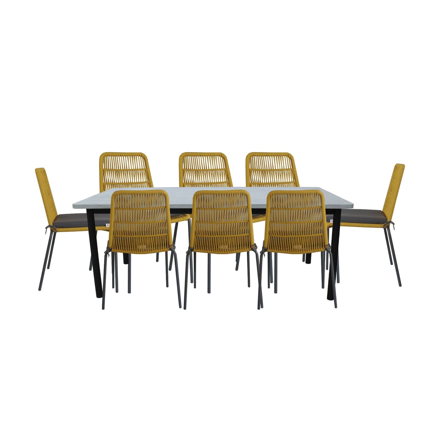 Lara 9pc Set 240cm Outdoor Dining Table 8 Chair Glass Concrete Top - Cosy Abode