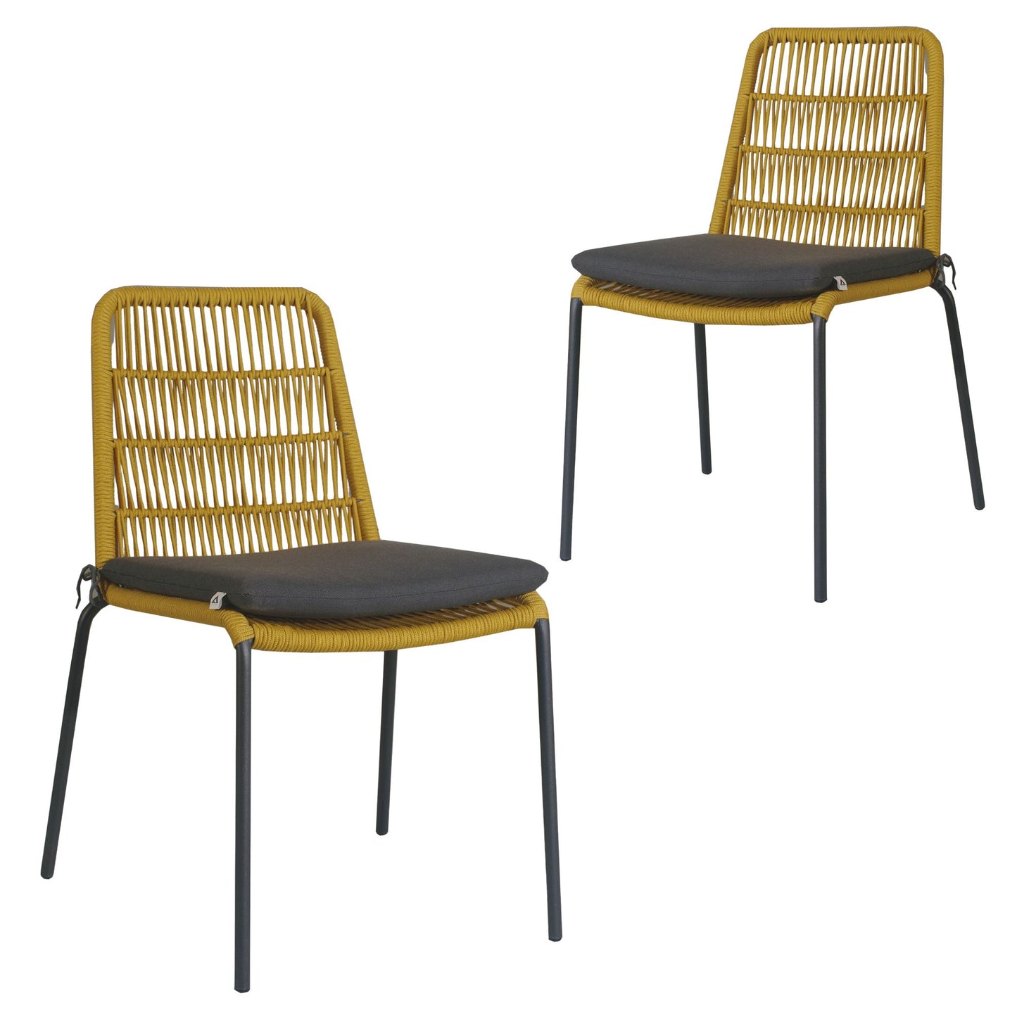 Lara 2pc Set Outdooor Rope Dining Chair Steel Frame Yellow - Cosy Abode